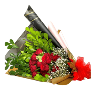 Modern-multi-coloured-wide-back-flat-bouquet-of-red-roses-bq4-png