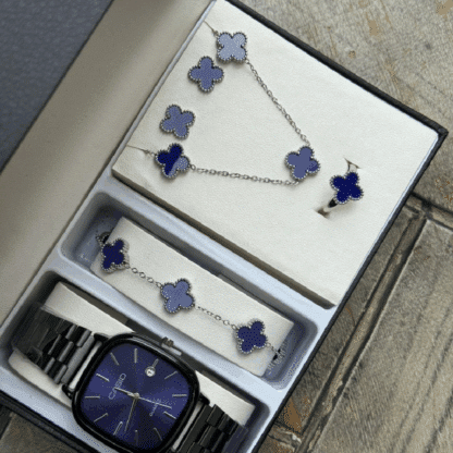 Elegant New Lady's Watch Set in Black and Purple Color