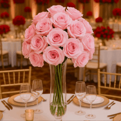 Pink roses 1 bunch artificial  flower - Image 2