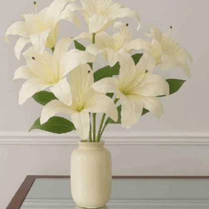 Artificial  Lily Pink Flower Bunch - Image 3