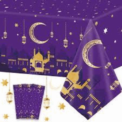 137*274cm Plastic Eid Mubarak Tablecloths - Image 2