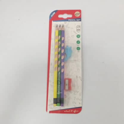 3PC FLUORESCENT HOLE  PENCIL + WITH SHARPENER