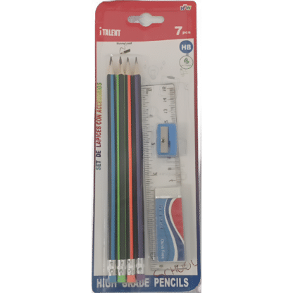 4PC FLUORESCENT HEXAGONAL BLACK STRIP ERASER PENCIL + SHARPENER ERASER