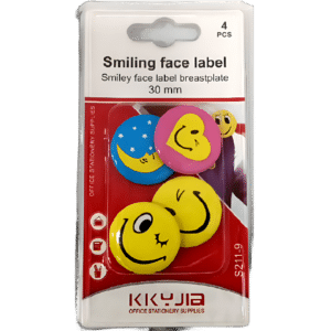 SMALL SMILEY FACE BADGE 4 PCS