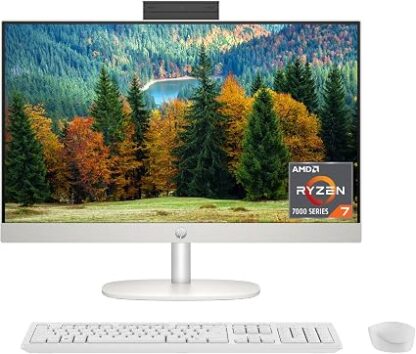 DESKTOP HP ALL IN ONE 24 CR0014L AMD RYZEN 7 7730U 8GB 512SSD 24IN DOS WHITE 1 YR WARRANTY BLACK