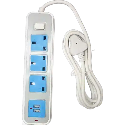 B04 BRITISH SOCKET 4 HOLES 2M WITH USB