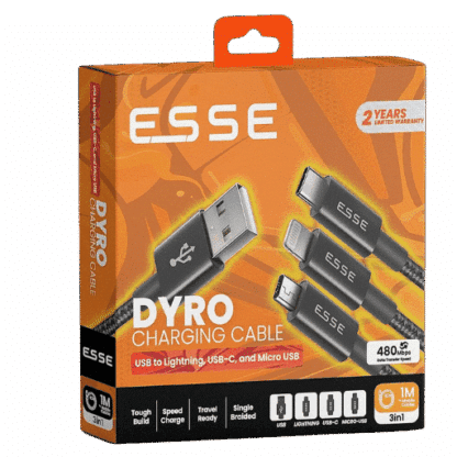 HYPHEN ESSE ECB-USB37095 DYRO 3 in 1 (Lightning+Type C+Micro-USB) Cable – 1M