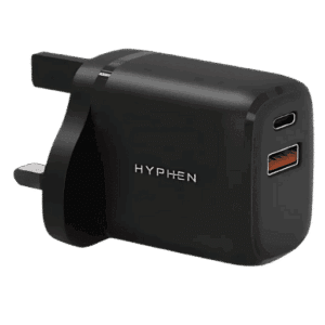 HYPHEN HPA-D20UKB0478  VOLTPORT Dual Port PD Adaptor – 20W UK Plug Black