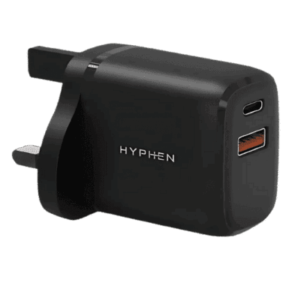 HYPHEN HPA-D20UKB0478  VOLTPORT Dual Port PD Adaptor – 20W UK Plug Black