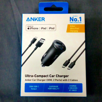 Anker Car Charger (30W,2 Ports)with 2 Cables - Image 2