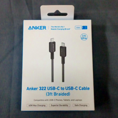 Anker 322 USB -C to USB-C Cable (3ft Braided) - Image 2