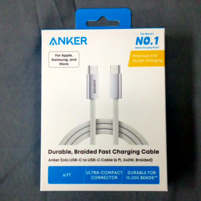 Anker Zolo USB -C to USB -C Cable (6ft, 240W, Braided) - Image 2