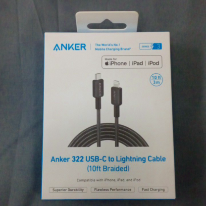 Anker 322 USB -C to Lightning Cable (10ft Braided) - Image 2