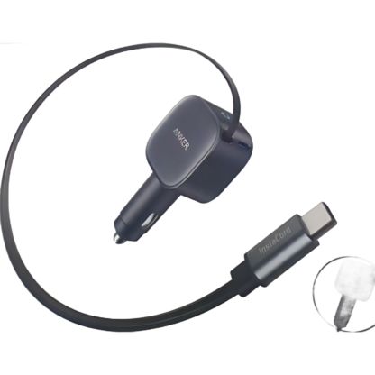 Anker Nano Car Charger (75W, USB -C Port, Built -in Retractable USB -C Cable)