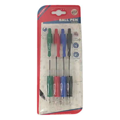 4PC BALLPOINT PEN P140/ 1 BLACK 1 RED 1 BLUE 1 GREEN