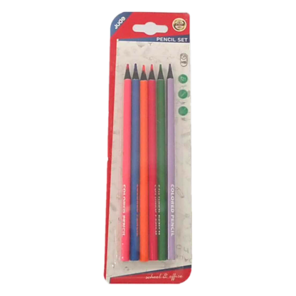 6PC BLACK WOOD FLUORESCENT COLOR PENCILS