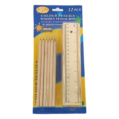 12-COLOR COLORED PENCIL SET IN WOODEN BOX