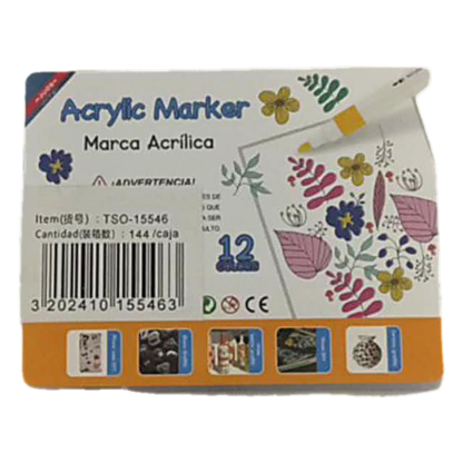 12 COLOR ACRYLIC MARKER PP BOX