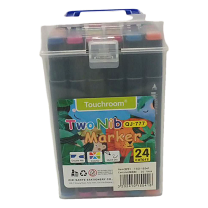 24 MARKERS IN PVC BOX WITH BLACK STICKS